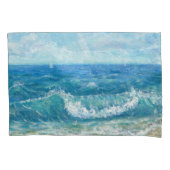 Zomer zeegezicht, blauwe golven, acryl schilderen. kussensloop (Voorkant)