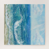 Zomer zeegezicht, blauwe golven, acryl schilderen. legpuzzel (Horizontaal)