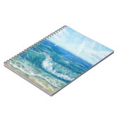 Zomer zeegezicht, blauwe golven, acryl schilderen. notitieboek (Linkerzijde)