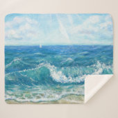 Zomer zeegezicht, blauwe golven, acryl schilderen. sherpa deken (Voorkant (horizontaal))