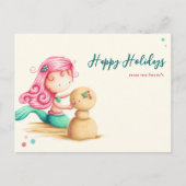 Zomer Zeemeermin bij het kerstfeest van de familie Briefkaart (Voorkant)