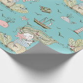Zomer Zeemeermin Meisjes Verjaardag Onder het Zee Cadeaupapier (Hoek)