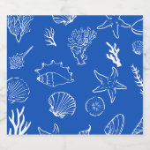 Zomer Zeeschelpen Frame Strand Bruiloft Blauw Bier Etiket (Enkel label)
