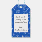 Zomer Zeeschelpen Frame Strand Bruiloft Blauw Cadeaulabel (Achterkant)