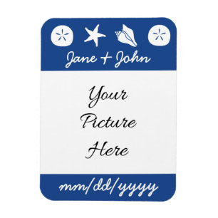 Zomer Zeeschelpen in Blauw Save-the-Date Magnet Magneet