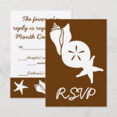 Zomer Zeeschelpen in Chocolade RSVP Kaart (Voorkant / Achterkant)