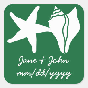 Zomer Zeeschelpen in Groene Sticker
