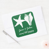 Zomer Zeeschelpen in Groene Sticker (Envelop)