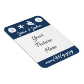 Zomer Zeeschelpen in Navy Save-the-Date Magnet Magneet (Rechterzijde)