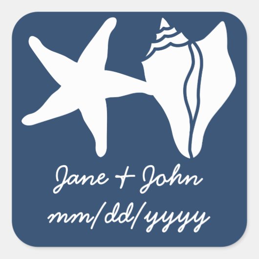 Zomer Zeeschelpen in Navy Sticker (Voorkant)