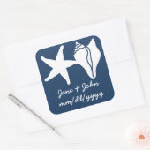 Zomer Zeeschelpen in Navy Sticker (Envelop)