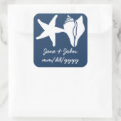 Zomer Zeeschelpen in Navy Sticker (Tas)