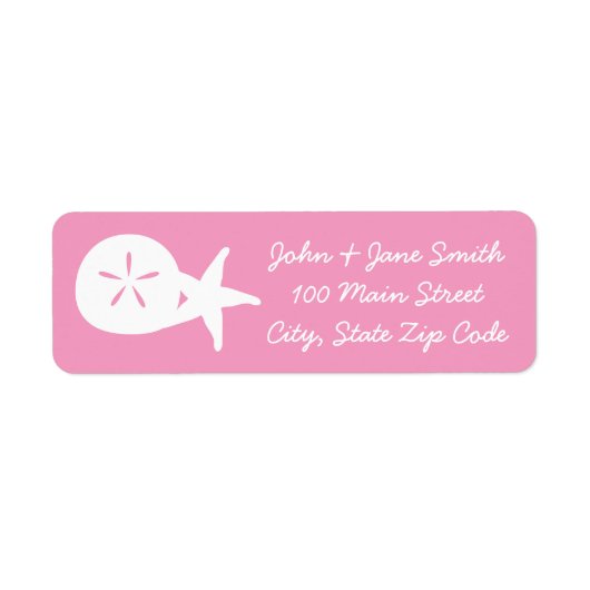 Zomer Zeeschelpen in Petal Roze Adres Label (Voorkant)
