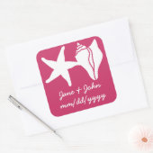 Zomer Zeeschelpen in Raspberry Sticker (Envelop)