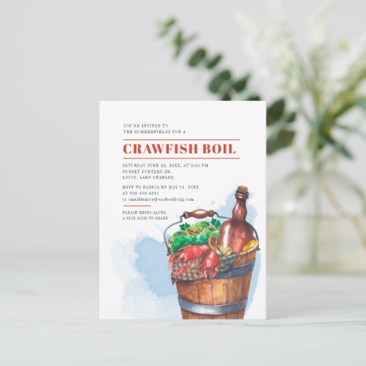 Zomer Zeevruchten Familie Rivierkreeft Kookfeest V Uitnodiging Briefkaart (Staand voorkant)