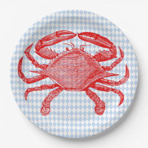 Zomer Zeevruchten Krab Picnic Papieren Bordje