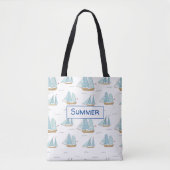 Zomer Zeiltijd Cute jachten met zeil Tote Bag (Voorkant)