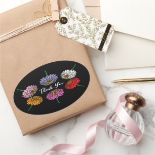 Zomer Zinnia bloem tekening op maat Ovale Sticker