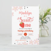 Zomer Zoete Eerste Verjaardag Aardbei Kaart (Staand voorkant)