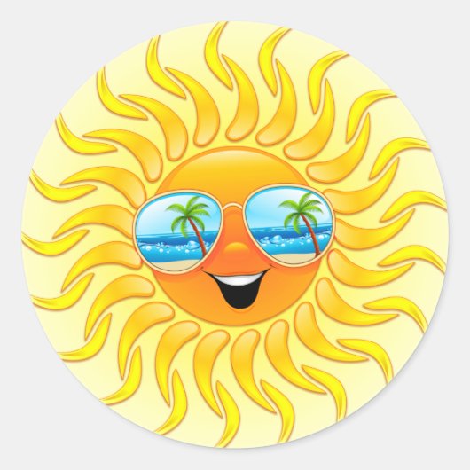 Zomer Zon Cartoon met Zonnebril stickers (Voorkant)