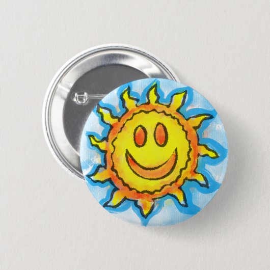 Zomer Zon Lach Knop Ronde Button 5,7 Cm (Voorkant /achterkant)