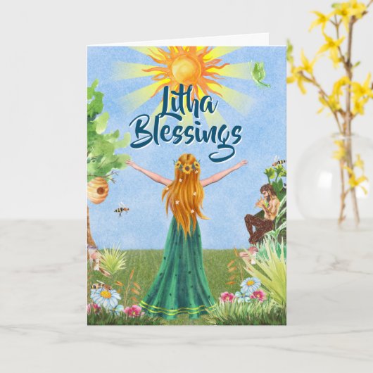 Zomer Zon Litha Zonnewende Wicca Wenskaart Kaart (Gele Bloem)