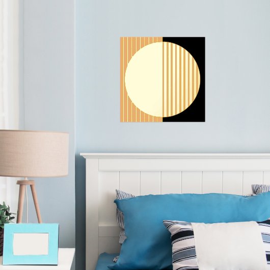 Zomer Zon Sinaasappel Zwart Gestreepte Cirkels Art Folie Afdrukken (Insitu (Slaapkamer))