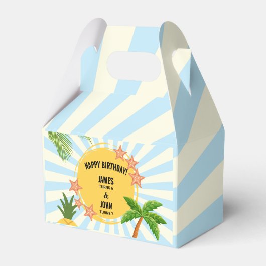 Zomer Zon Thema Dubbele Verjaardag Viering Bedankdoosjes (Voorkant Zijde)