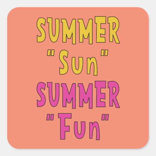Zomer Zon Zomer Leuk Vierkante Sticker (Voorkant)