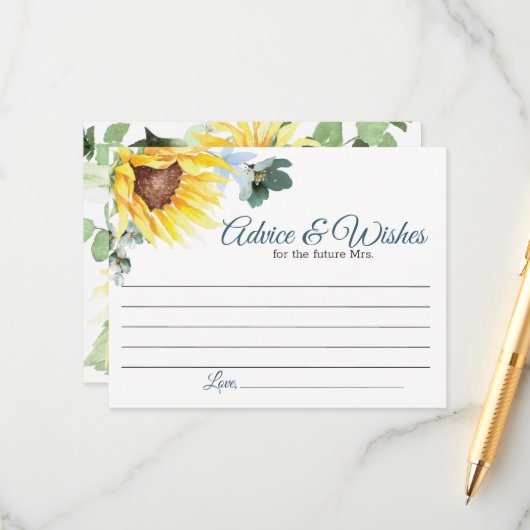 Zomer Zonnebloem Advies Kaart (Voorkant / Achterkant in situ)