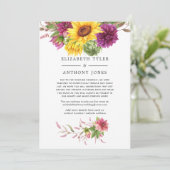 Zomer Zonnebloem Beperkte Trouwgastenlijst Aankondiging (Staand voorkant)