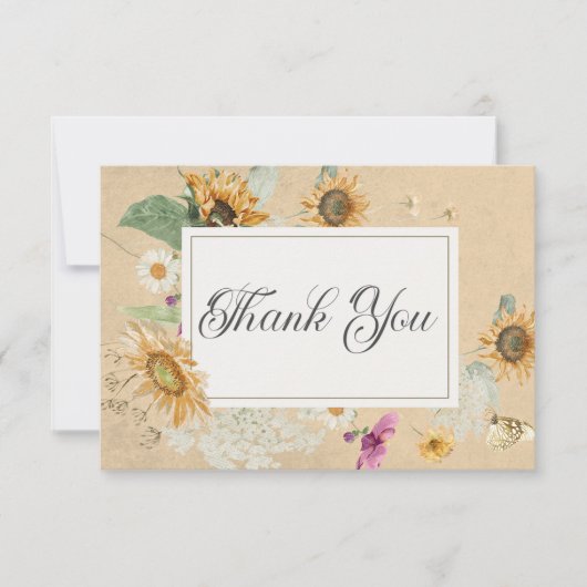  Zomer Zonnebloem Bloemen Bruiloft Bedankkaart (Voorkant)