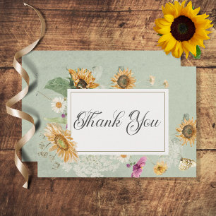 Zomer Zonnebloem Bloemen Bruiloft Bedankkaart
