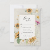 Zomer Zonnebloem Bloemen Bruiloft RSVP Kaartje (Voorkant)
