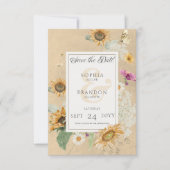 Zomer Zonnebloem Bloemen Bruiloft Save The Date (Voorkant)
