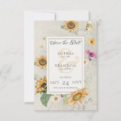 Zomer Zonnebloem Bloemen Bruiloft Save The Date (Voorkant)