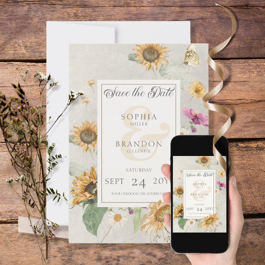 Zomer Zonnebloem Bloemen Bruiloft Save The Date