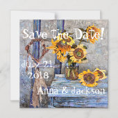 Zomer Zonnebloem Bloemen Save Datum Magnetische Ka Magnetische Uitnodiging (Voorkant)