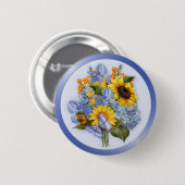 Zomer Zonnebloem Boeket Ronde Button 5,7 Cm (Voorkant /achterkant)