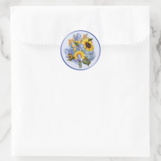 Zomer Zonnebloem Boeket Ronde Sticker (Tas)