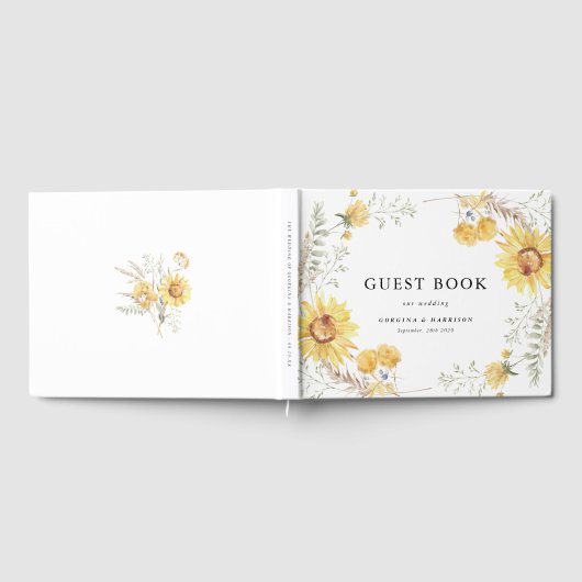 Zomer Zonnebloem bruiloft Gastenboek (Volledig)