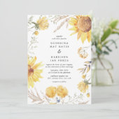 Zomer Zonnebloem bruiloft Kaart (Staand voorkant)