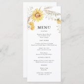 Zomer Zonnebloem bruiloft Menu (Voorkant / Achterkant)