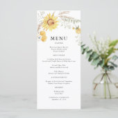 Zomer Zonnebloem bruiloft Menu (Staand voorkant)