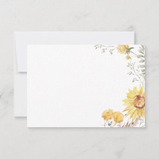 Zomer Zonnebloem bruiloft RSVP Kaartje (Achterkant)