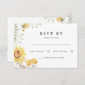 Zomer Zonnebloem bruiloft RSVP Kaartje (Voorkant / Achterkant)