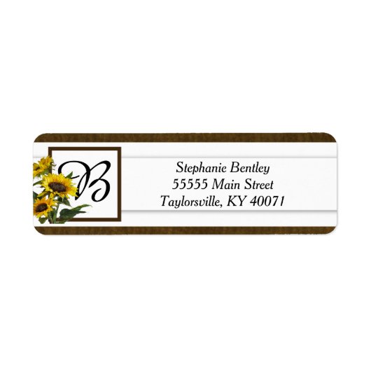Zomer Zonnebloem Burlap retour adres label (Voorkant)