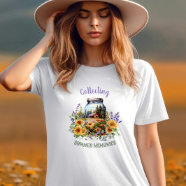 Zomer Zonnebloem Camping Natuur Aangepaste Naam Te T-shirt