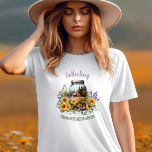Zomer Zonnebloem Camping Natuur Aangepaste Naam Te T-shirt