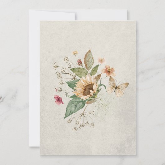  Zomer Zonnebloem Cream Bridal Brunch Kaart (Achterkant)